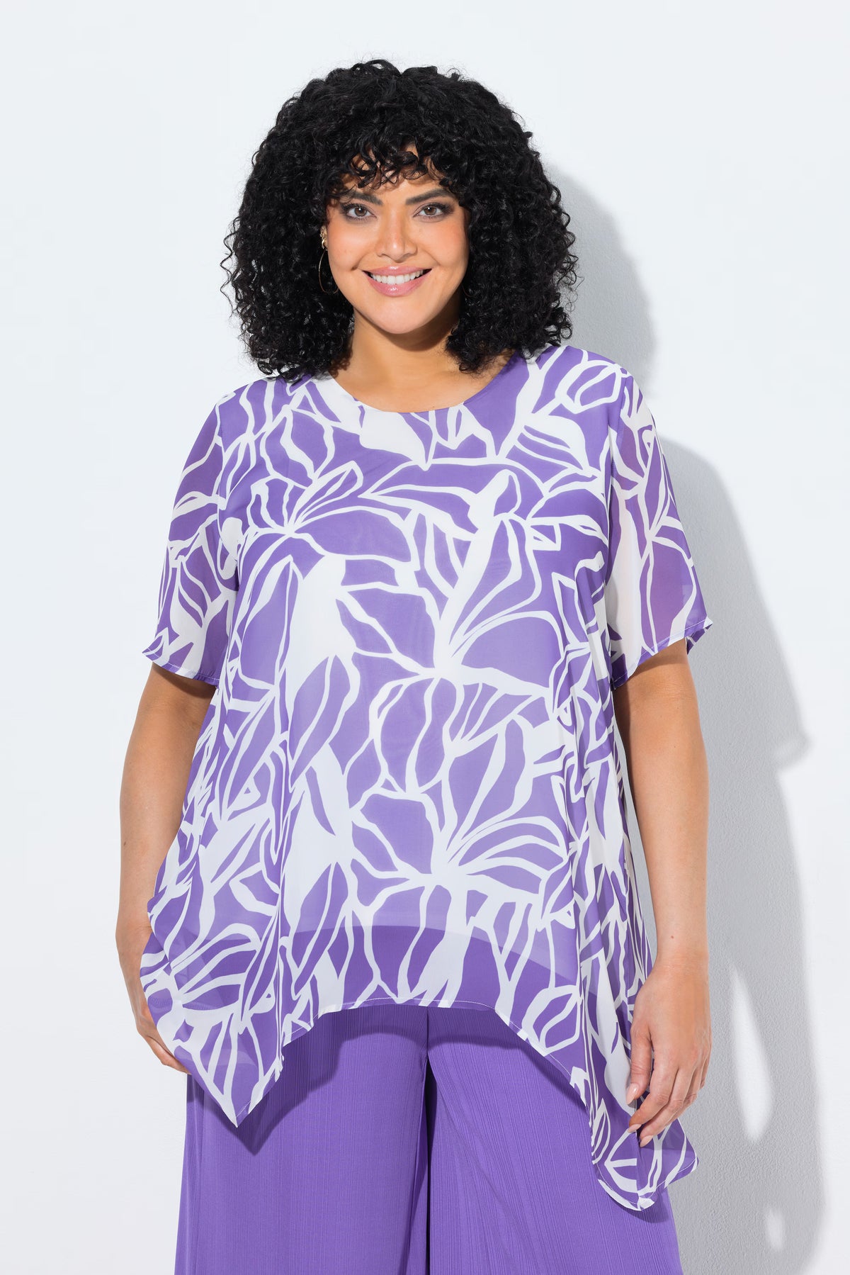 Ulla Popken Split Back Top in Purple