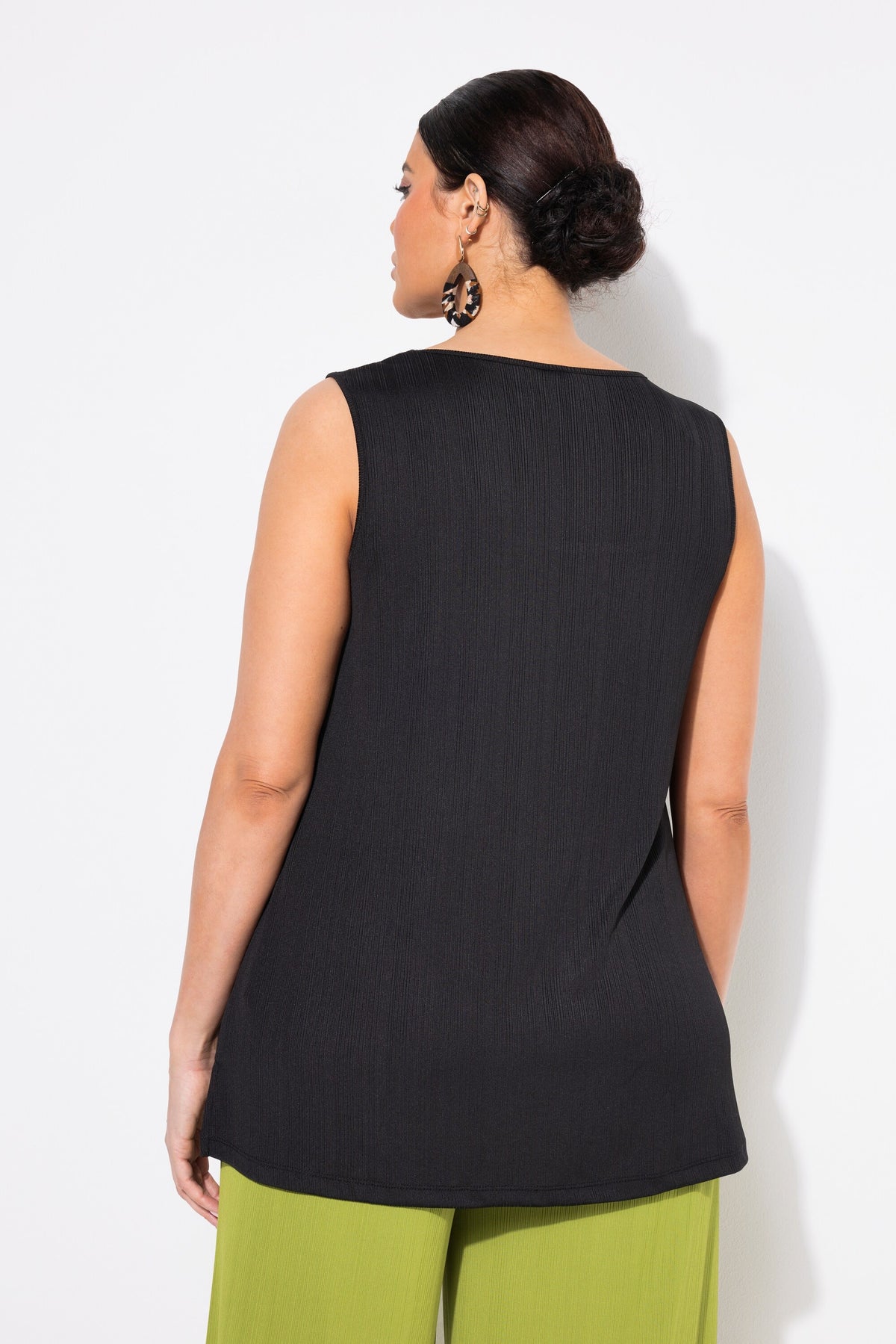 Ulla Popken Square Neck Vest Top in Black