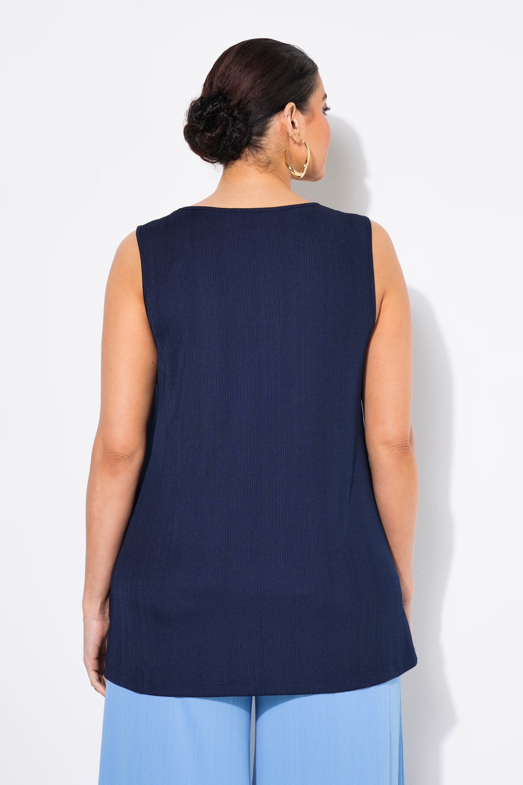 Ulla Popken Square Neck Vest Top in Navy