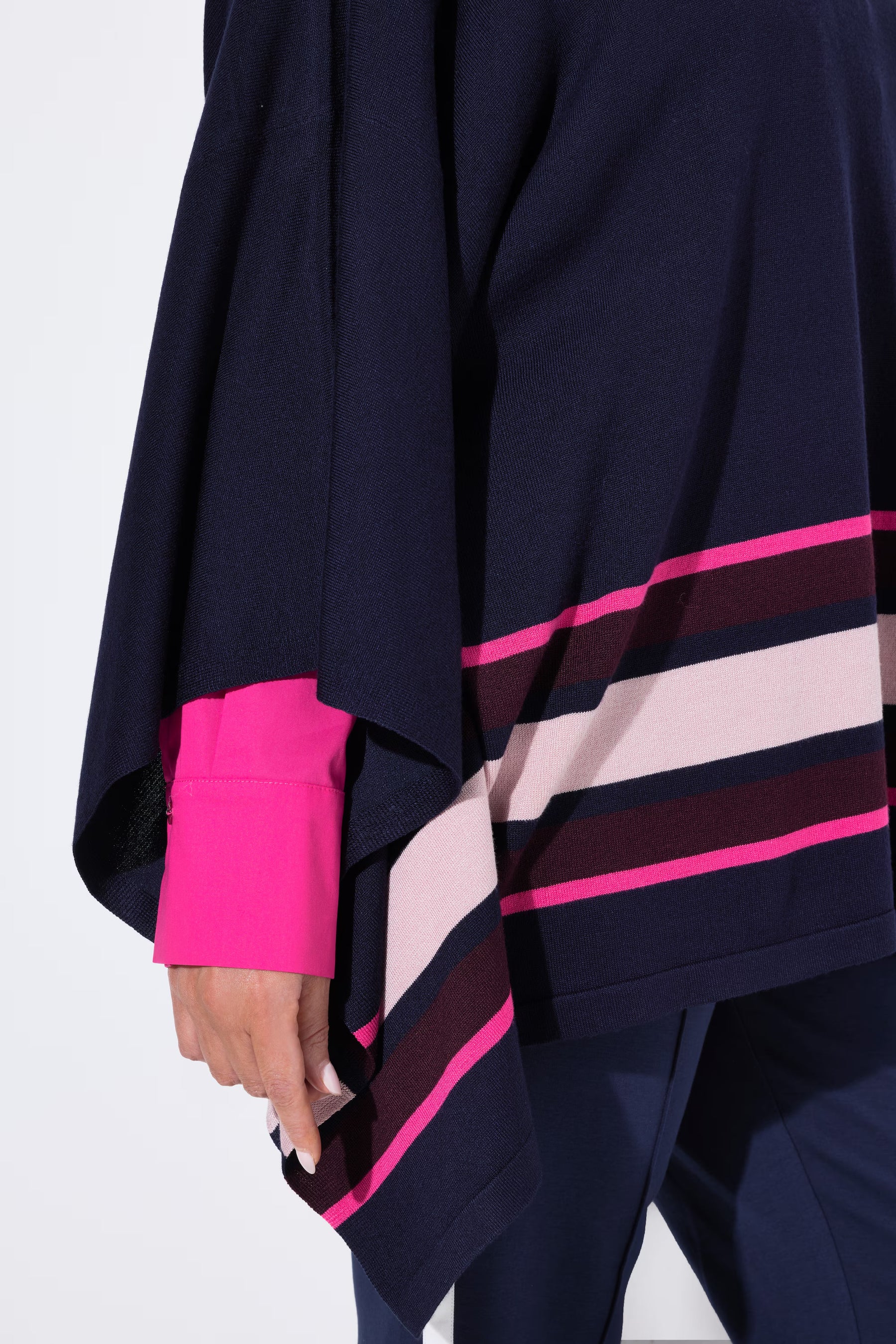 Ulla Popken Stripe Poncho in Navy