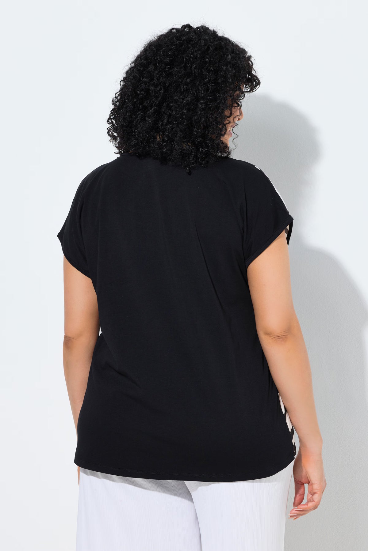Ulla Popken Striped T-Shirt in Black
