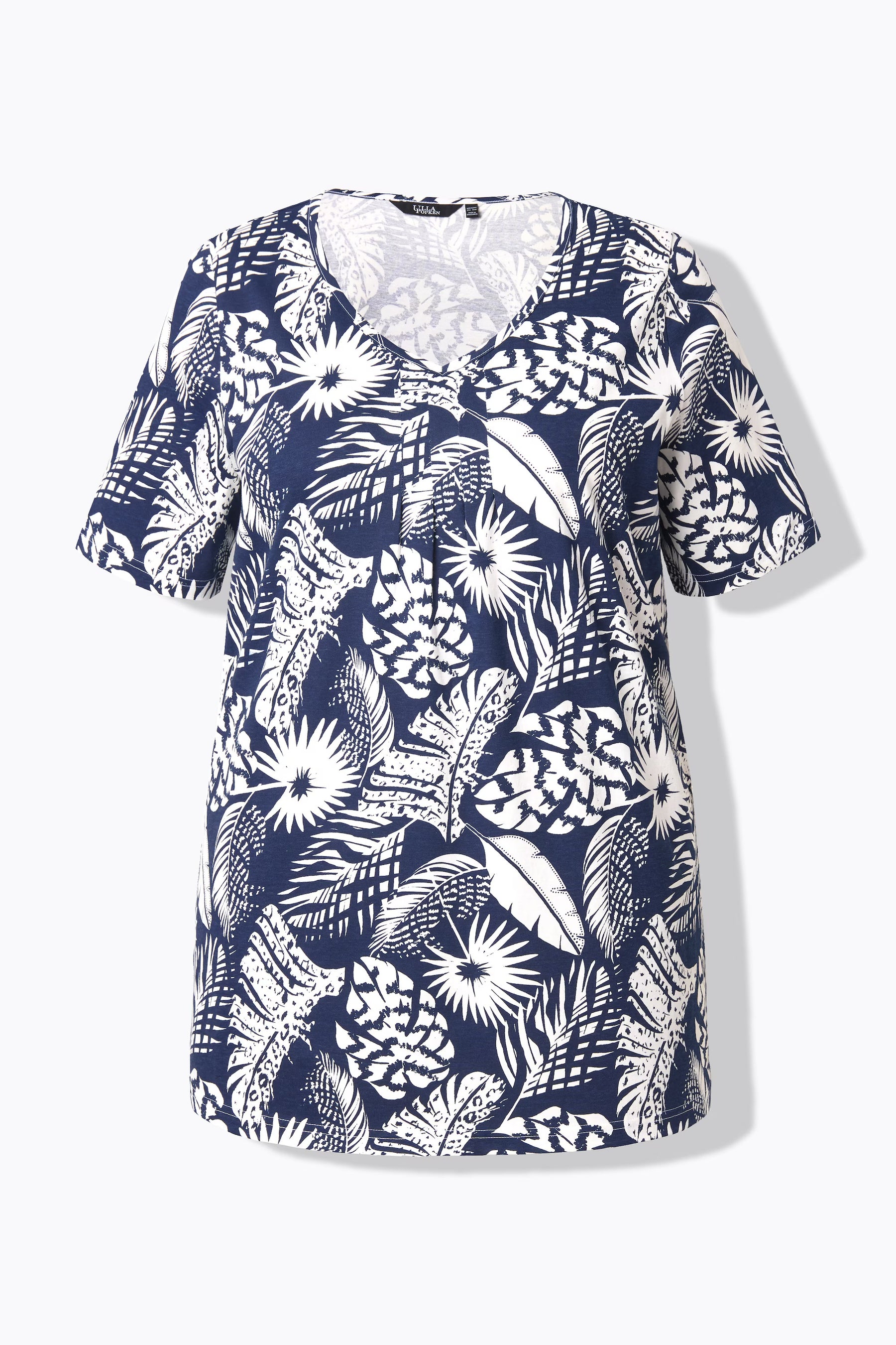 Ulla Popken T-Shirt in Navy Leaf