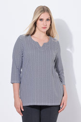 Ulla Popken T-Shirt in White Herringbone