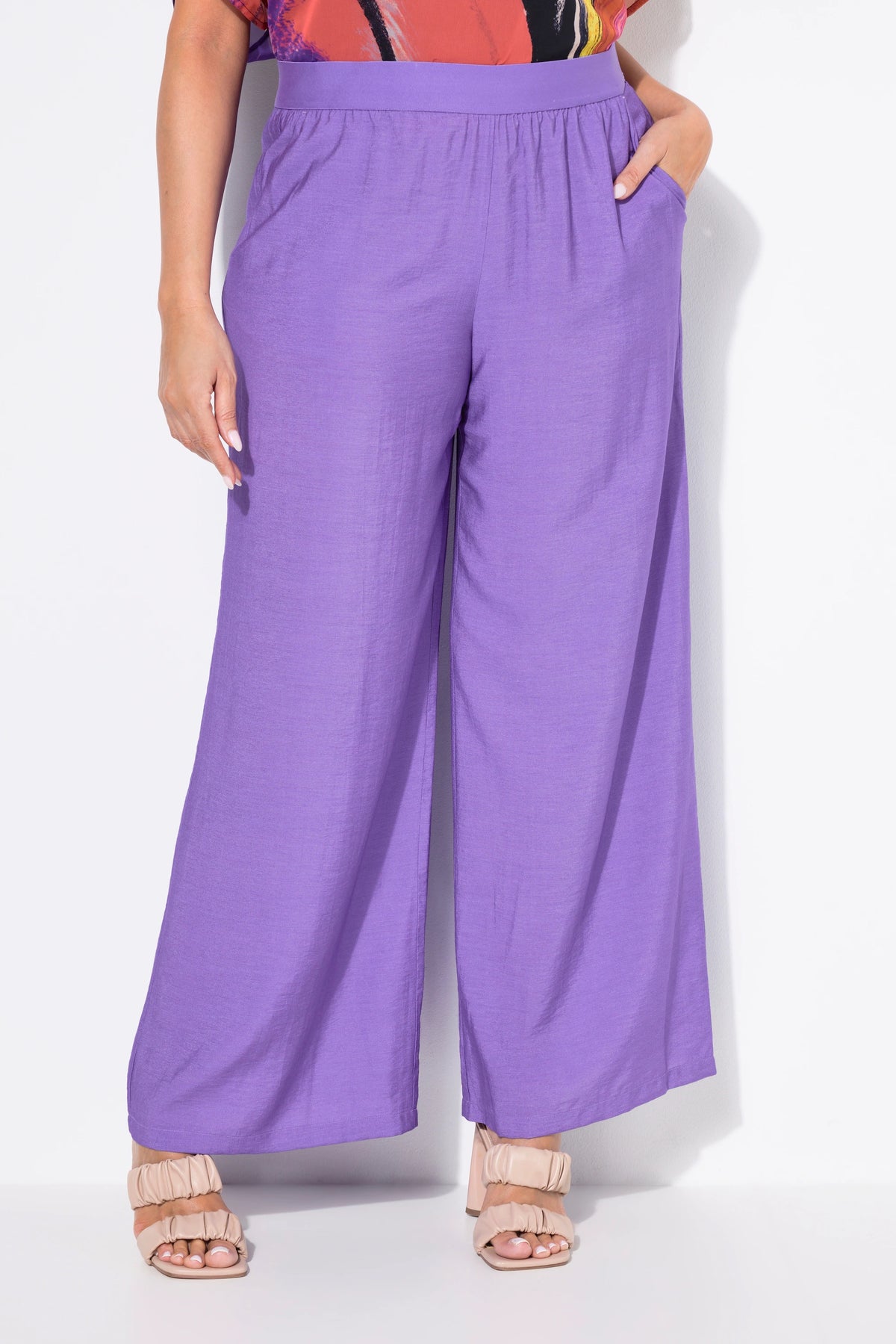 Ulla Popken Textured Purple Trousers