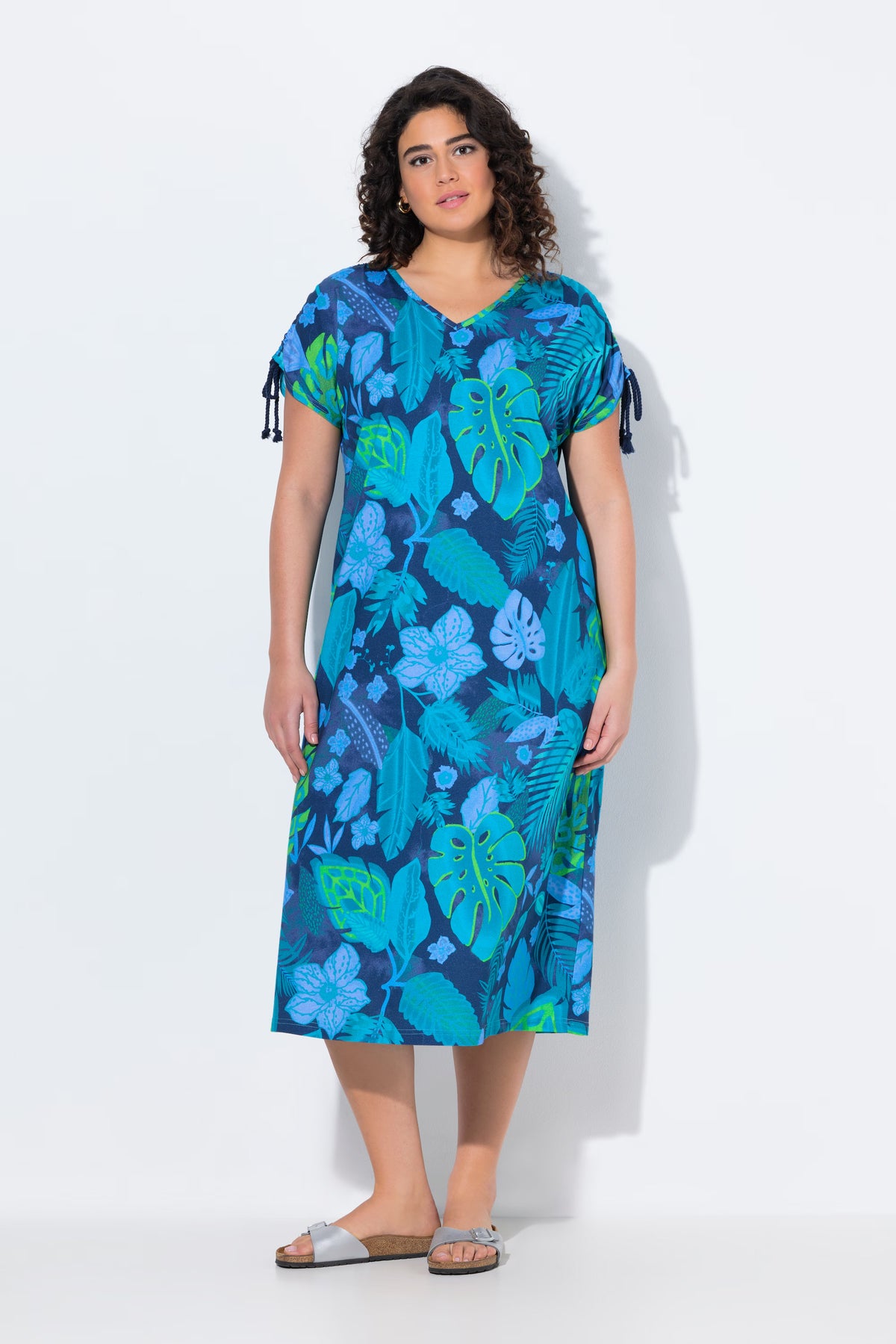 Ulla Popken Tropical Dress in Blue