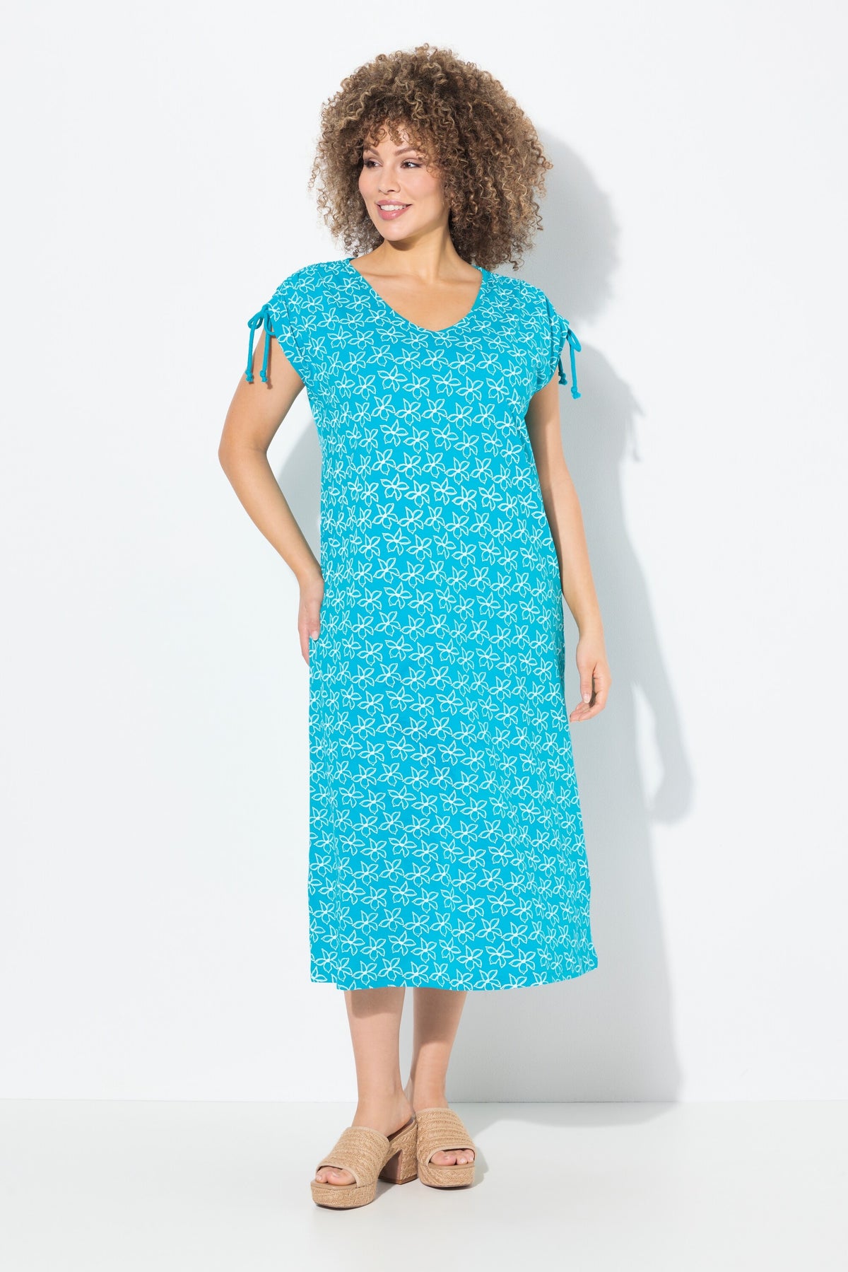 Ulla Popken Turquoise Floral Dress