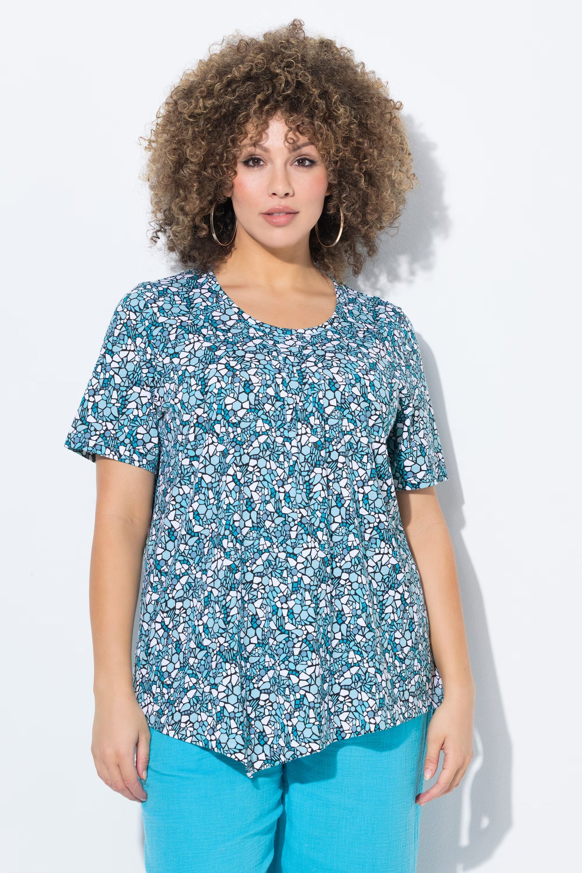 Ulla Popken Turquoise Mosaic T-Shirt