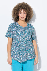 Ulla Popken Turquoise Mosaic T-Shirt