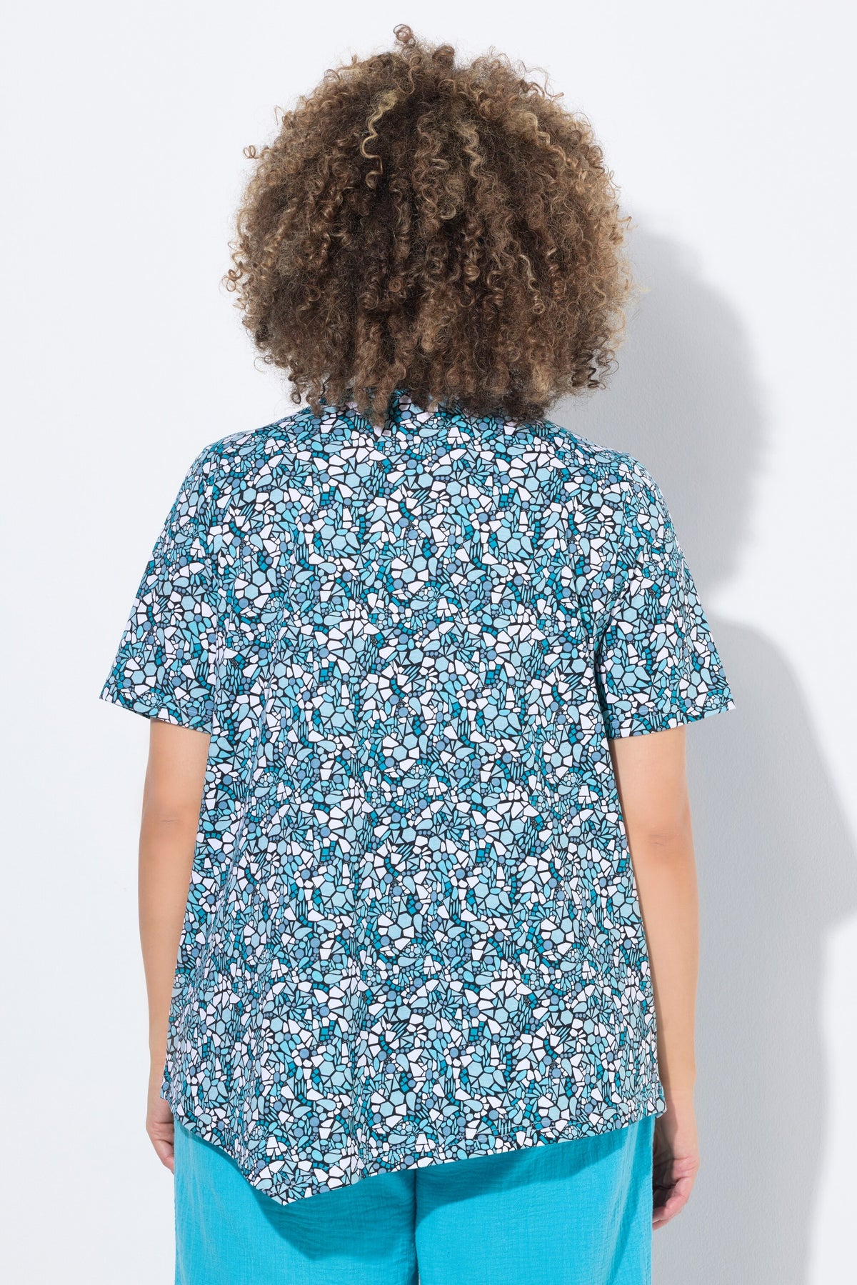 Ulla Popken Turquoise Mosaic T-Shirt