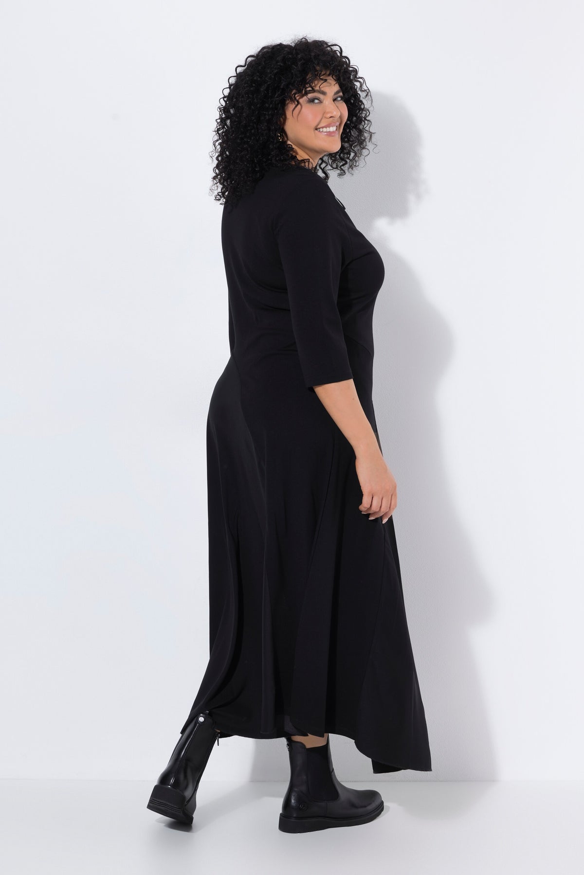Ulla Popken Two Tone Dress in Black