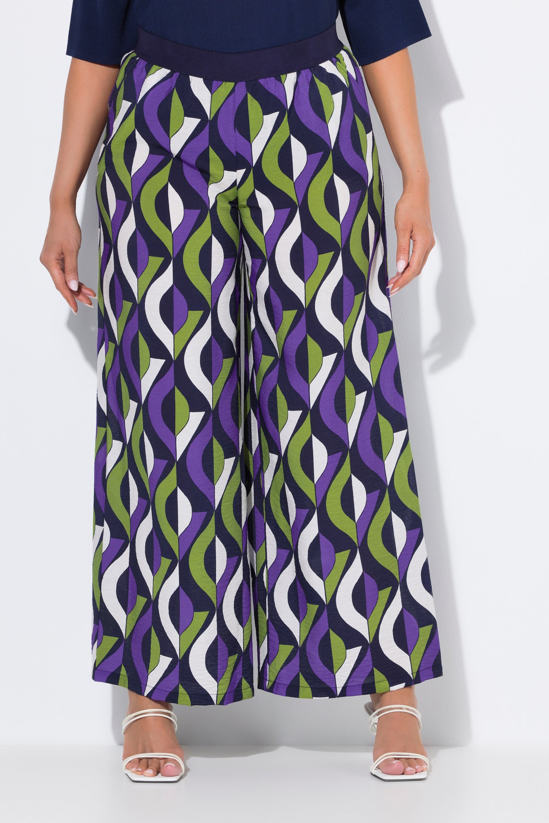 Ulla Popken Wavy Wide Leg Trousers