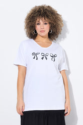 Ulla Popken White Bow T-Shirt