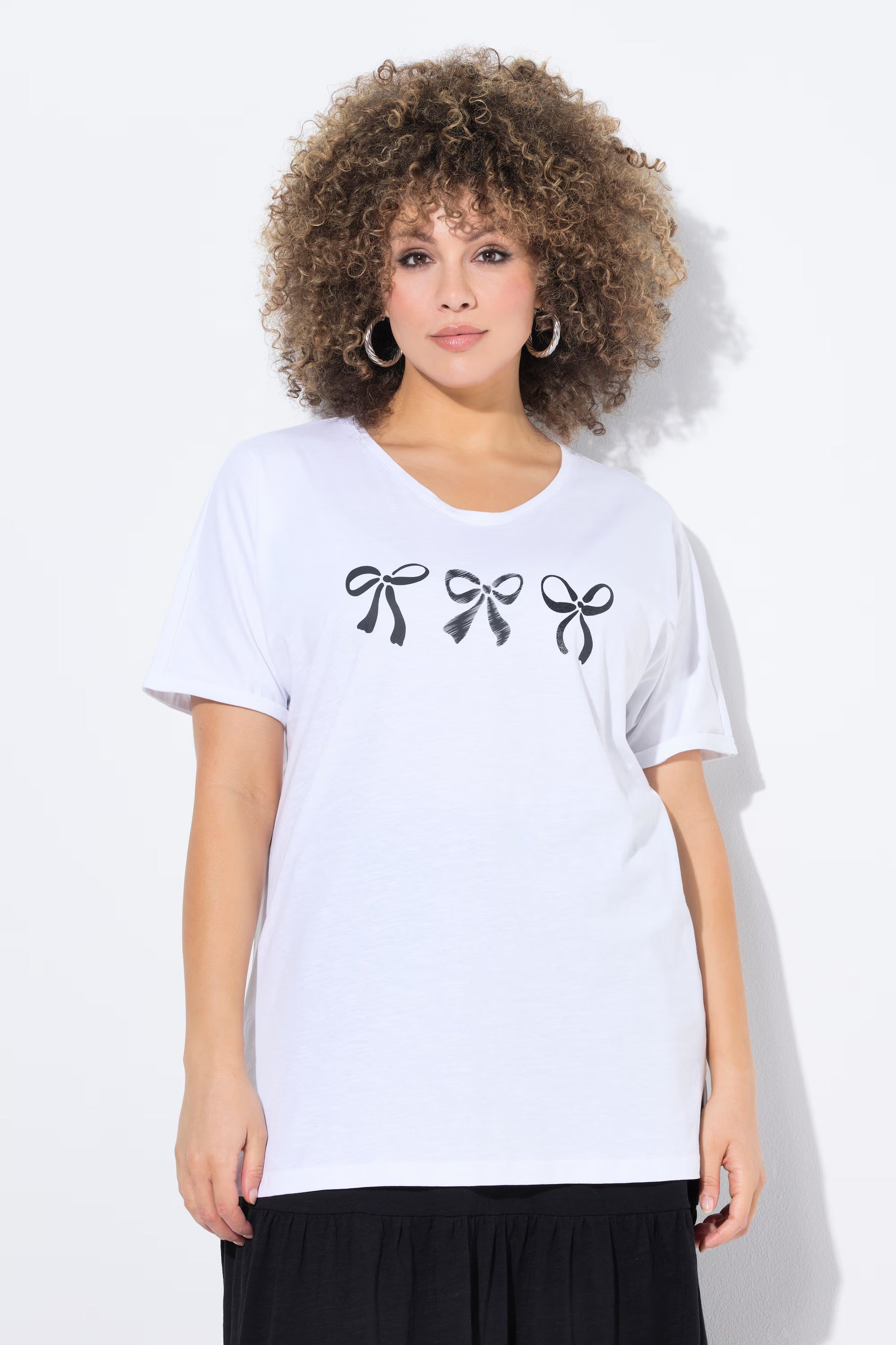 Ulla Popken White Bow T-Shirt