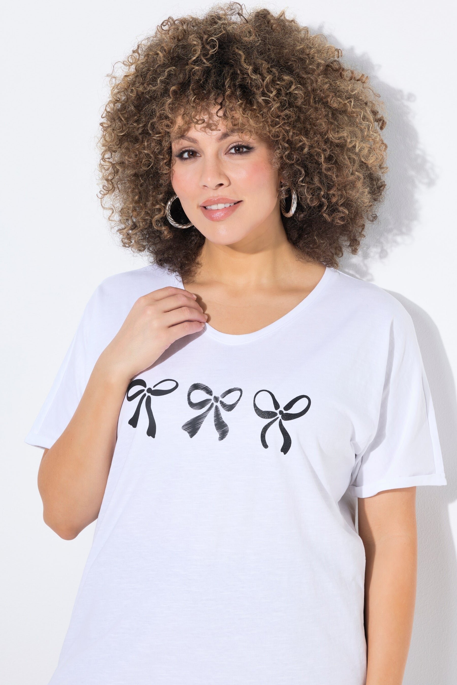 Ulla Popken White Bow T-Shirt