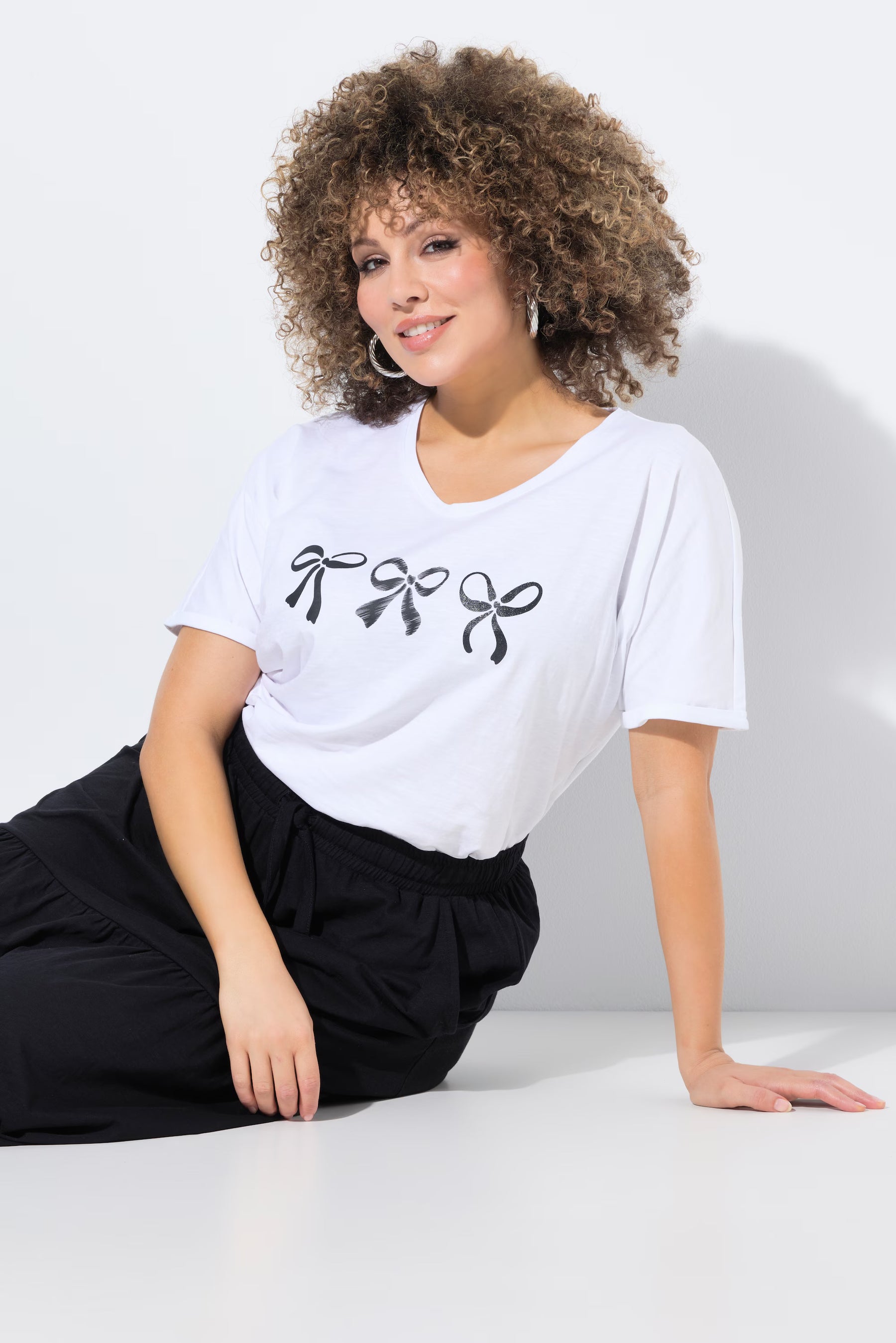 Ulla Popken White Bow T-Shirt