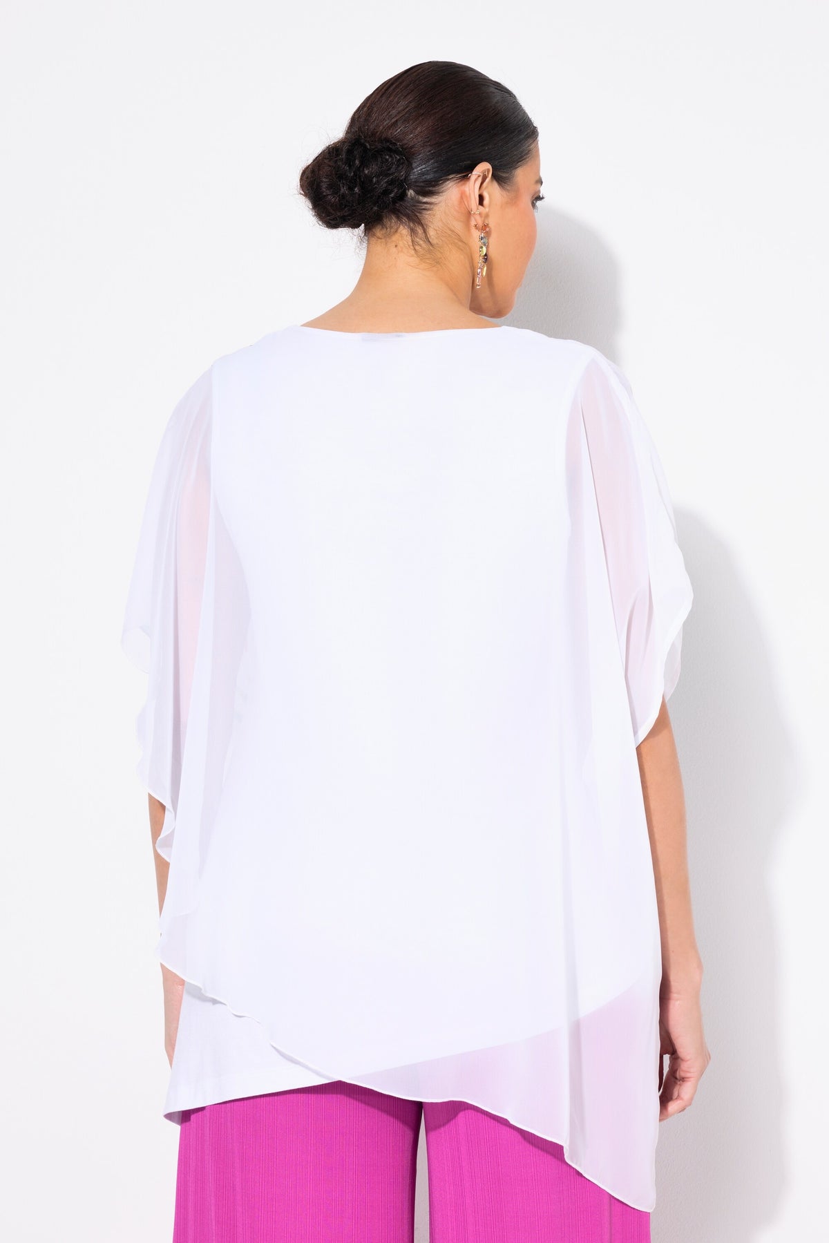 Ulla Popken White Floral Chiffon Blouse