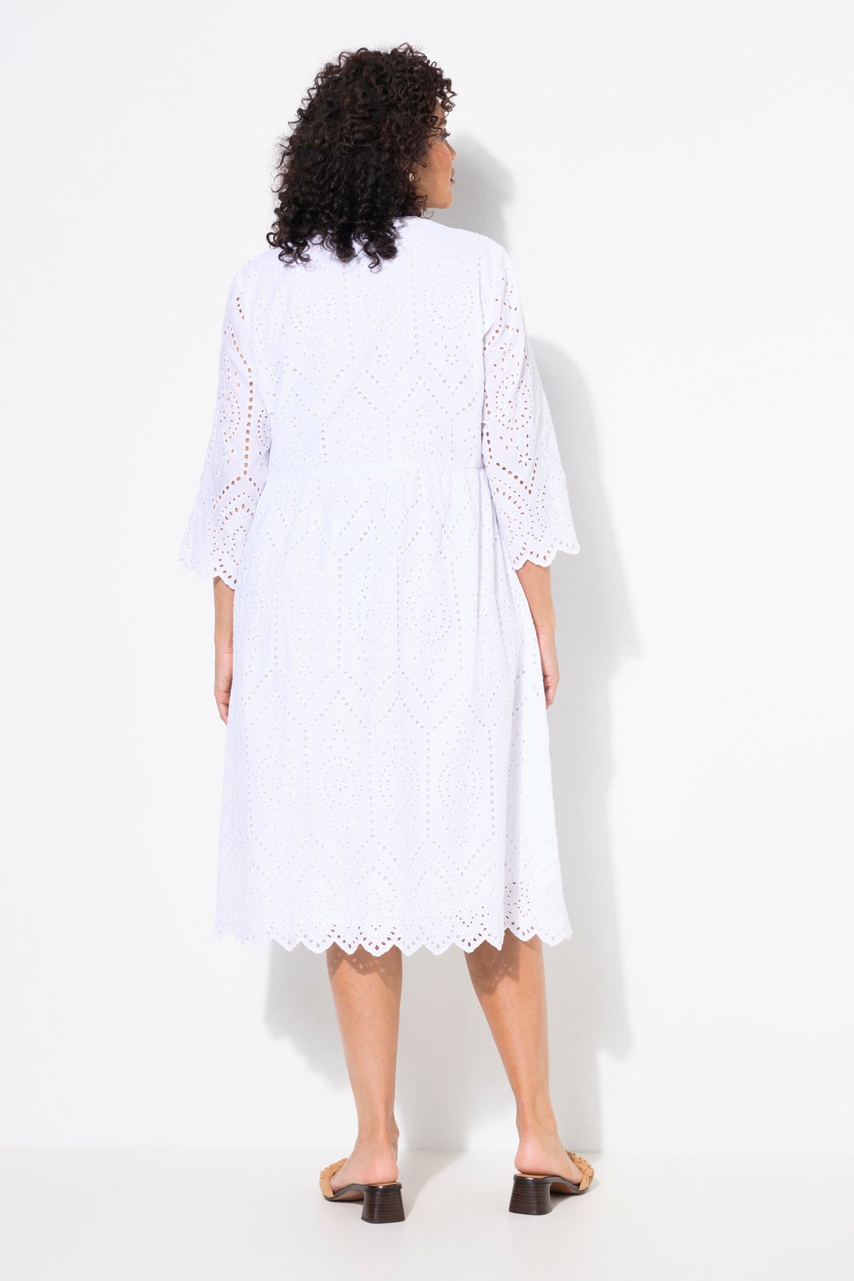 Ulla Popken White Lace Midi Dress