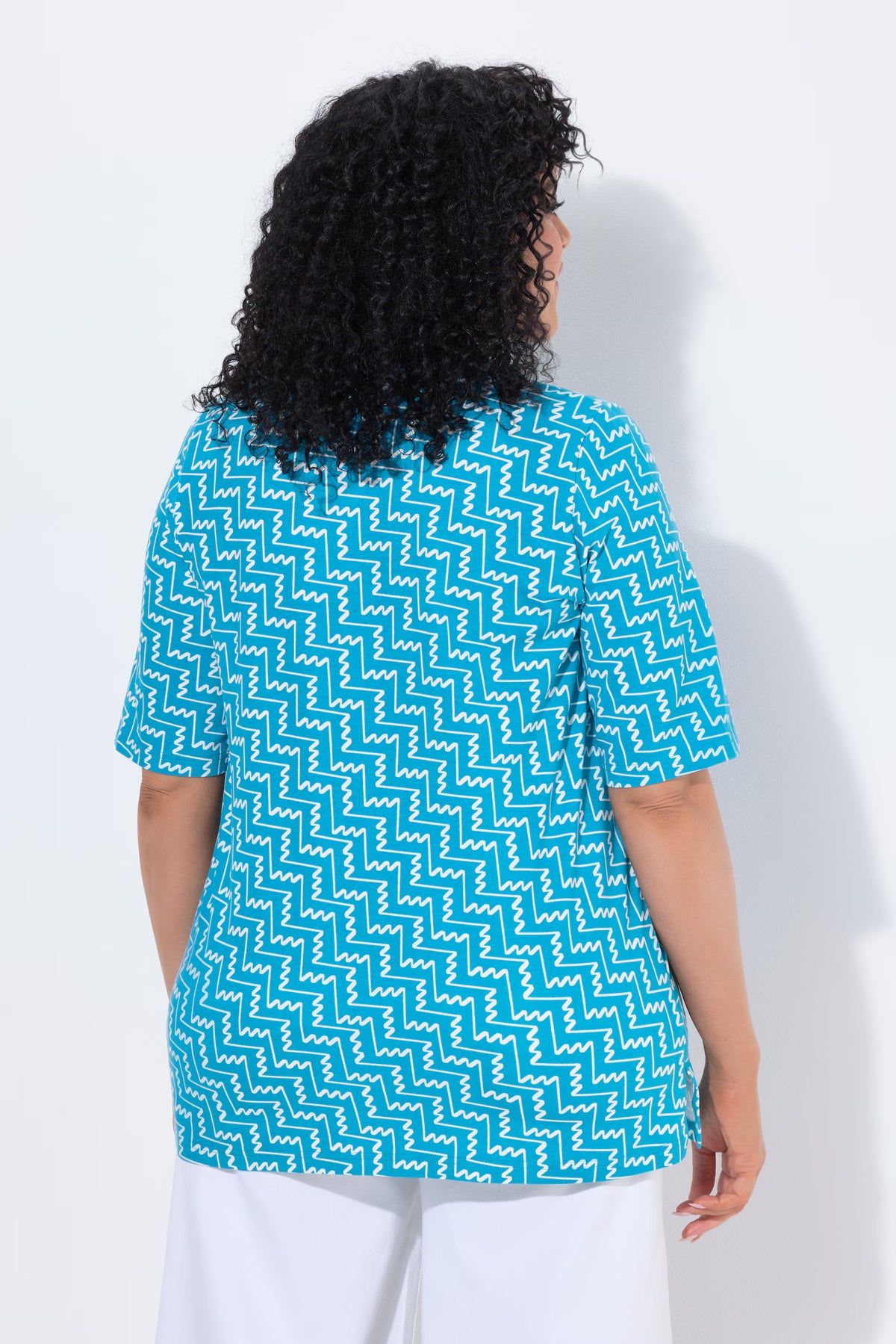 Ulla Popken Zig Zag T-Shirt in Turquoise