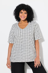 Ulla Popken Zig Zag T-Shirt in White