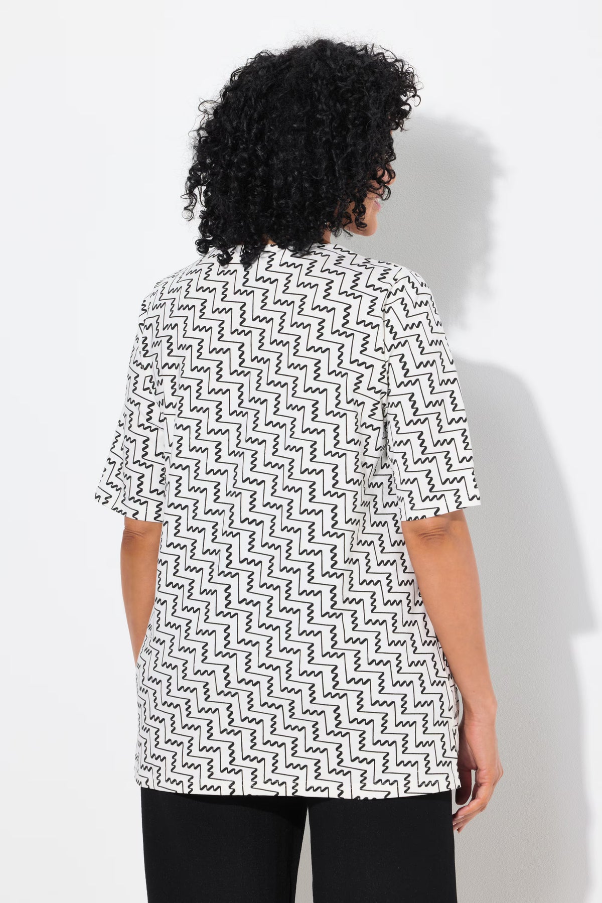 Ulla Popken Zig Zag T-Shirt in White