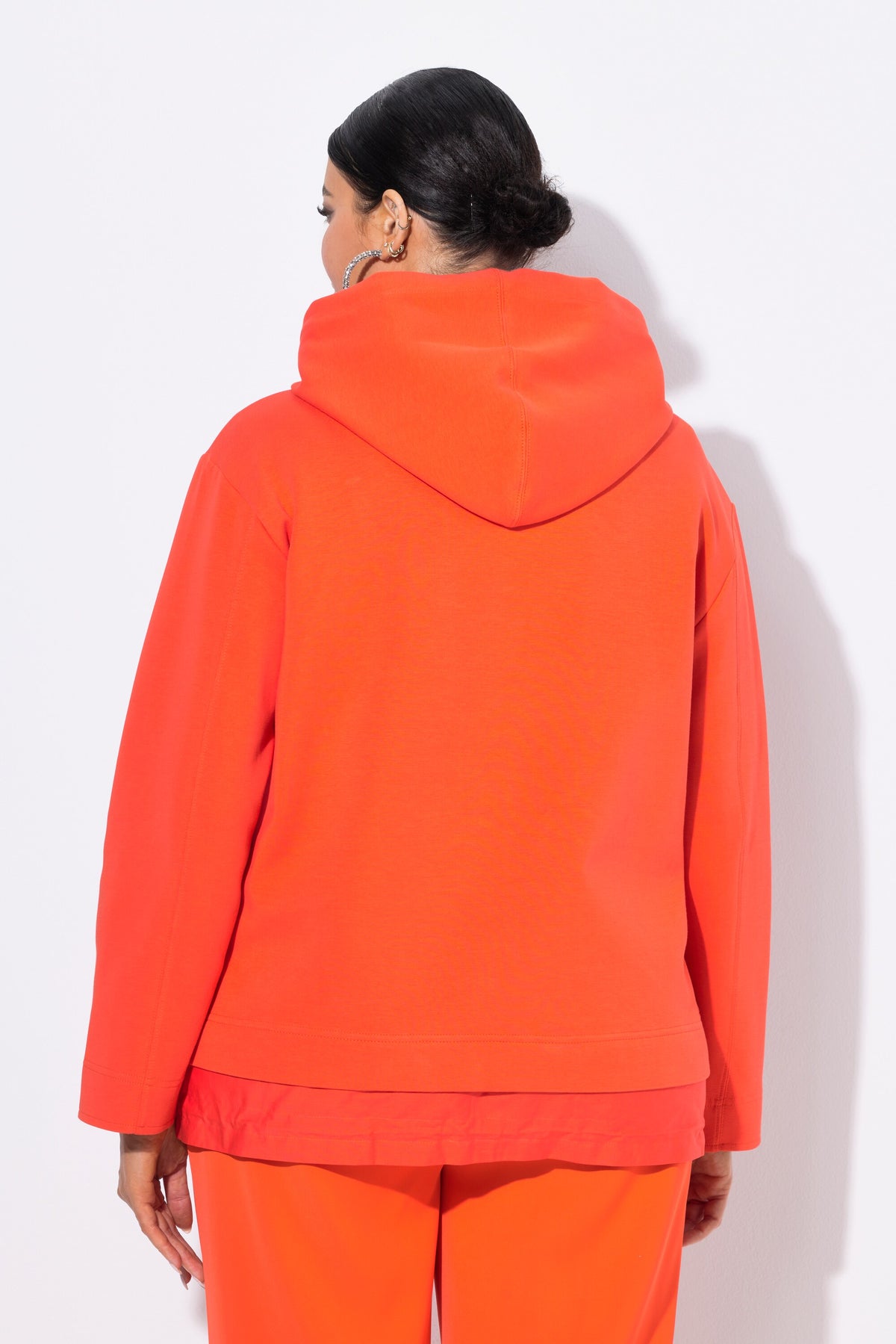 Ulla Popken Zipped Hoodie in Orange