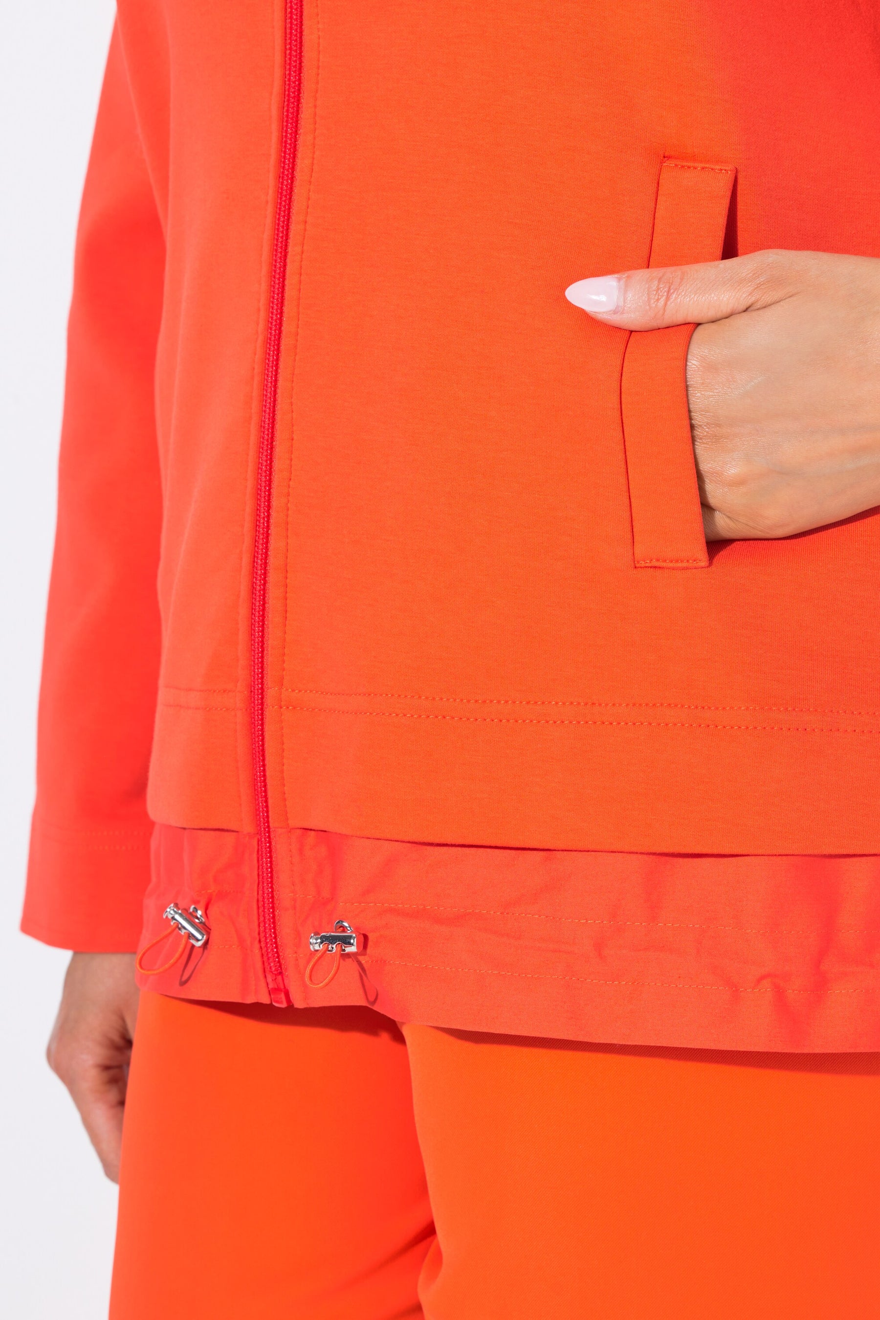 Ulla Popken Zipped Hoodie in Orange