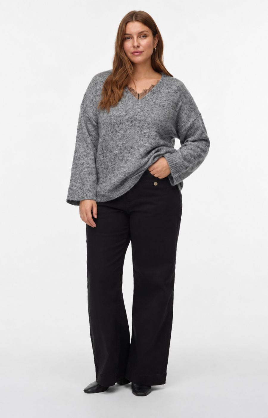 Vero Moda Curve Berry Jumper in Grey