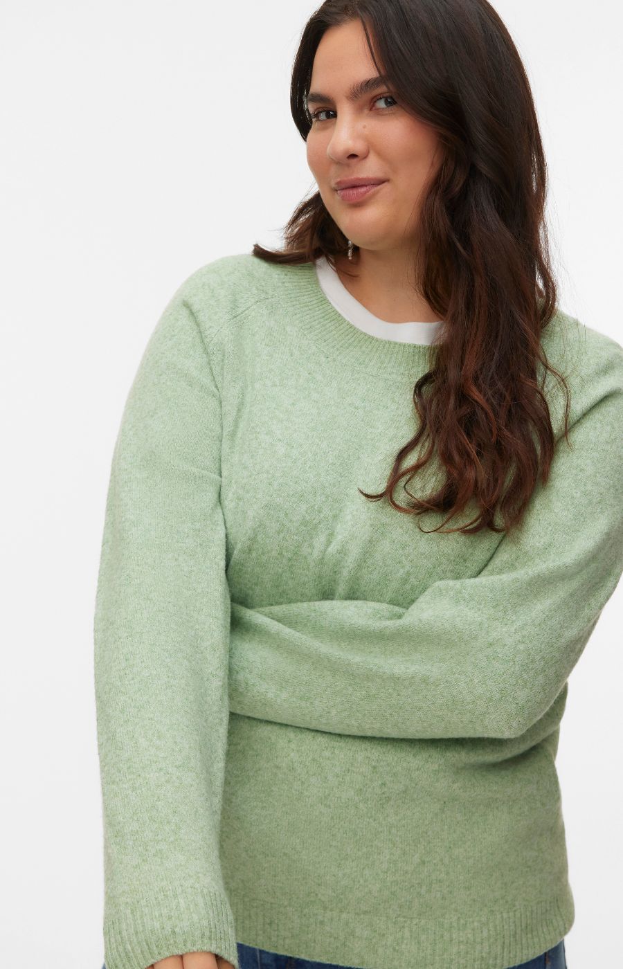 Vero Moda Curve Doffy Knit Jumper in Green