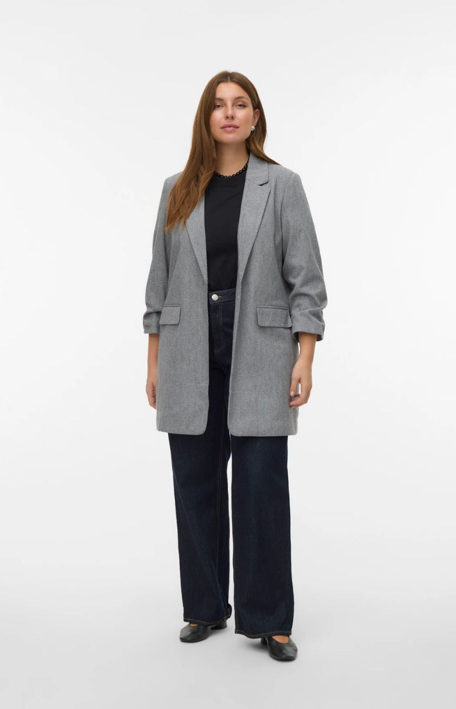 Vero Moda Curve Fryd Blazer in Grey