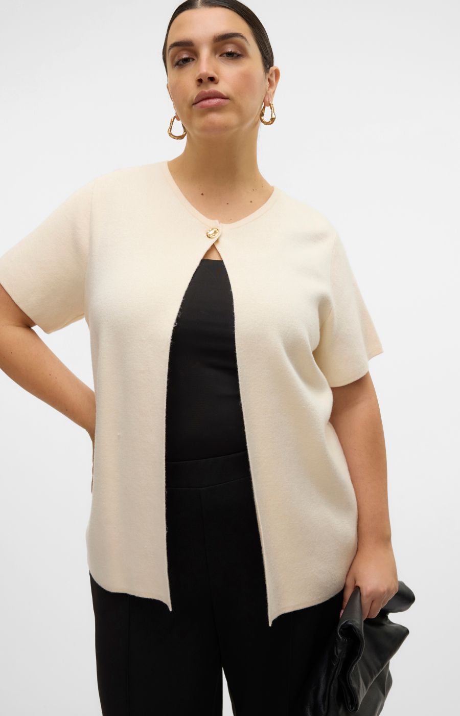 Vero Moda Curve Gold Cardigan in Beige