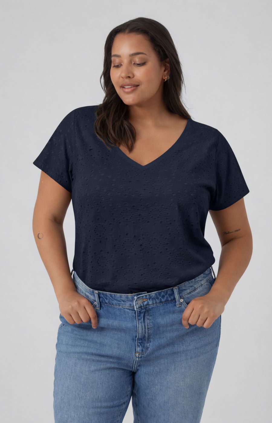 Vero Moda Curve Tassa Top in Navy