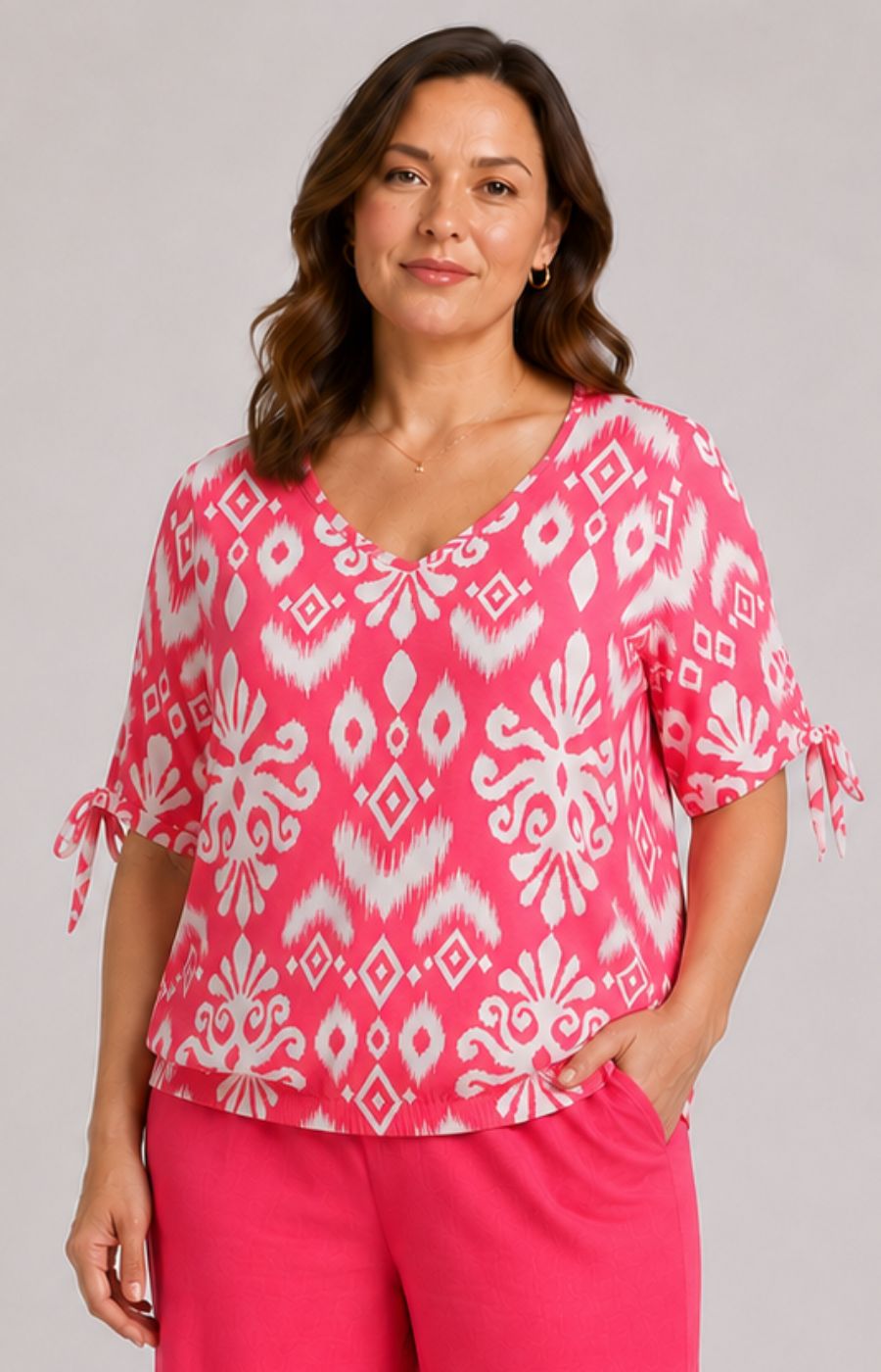 Via Appia Due Blouse in Pink Print