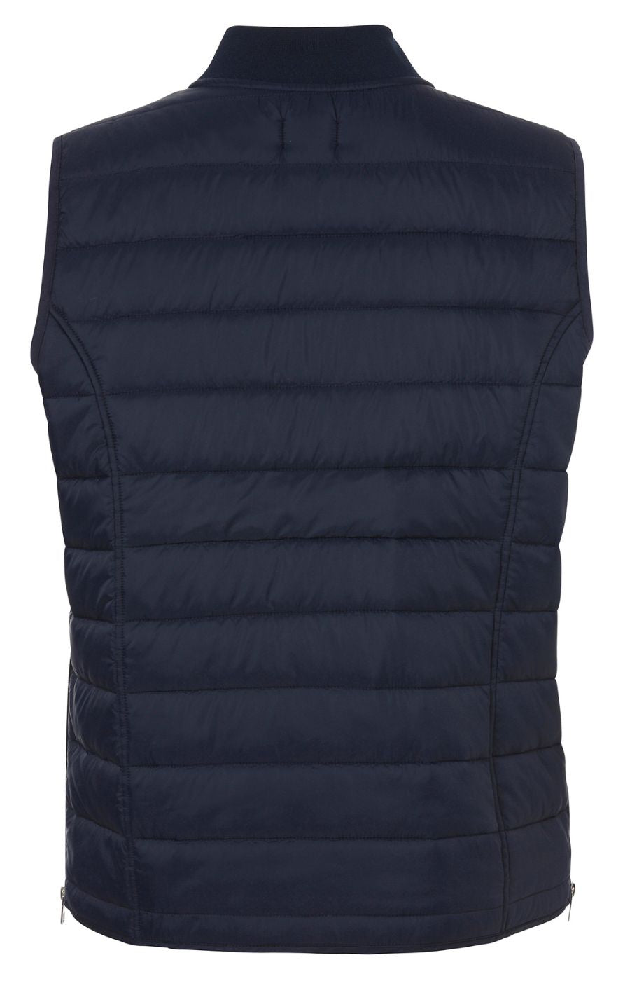Navy padded gilet on a white background
