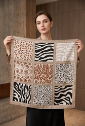 Vicki Silk Scarf in Beige. This image was created using AI.
