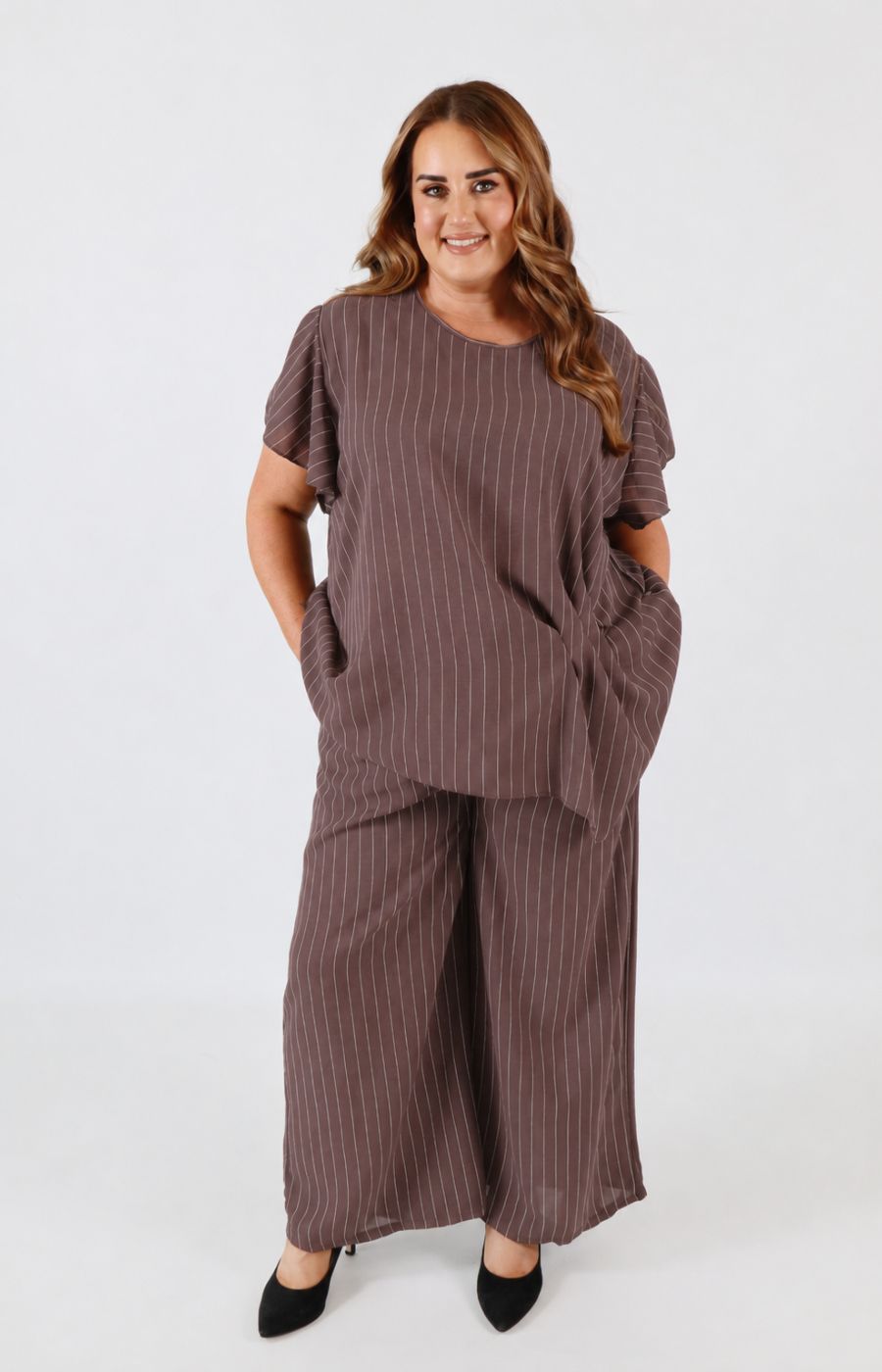 Victoria Pinstripe Co-ord in Brown