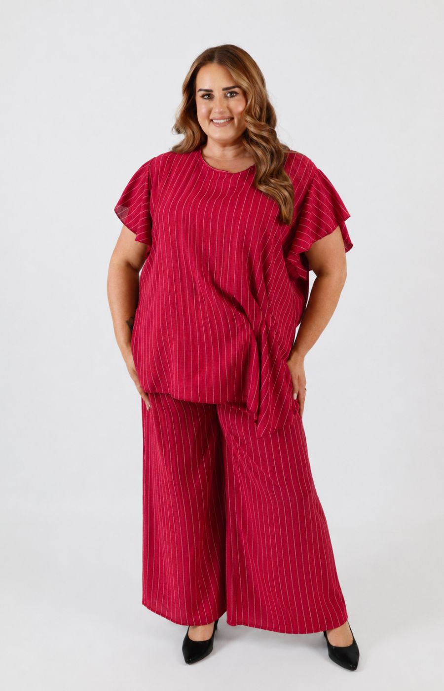 Victoria Pinstripe Co-ord in Red