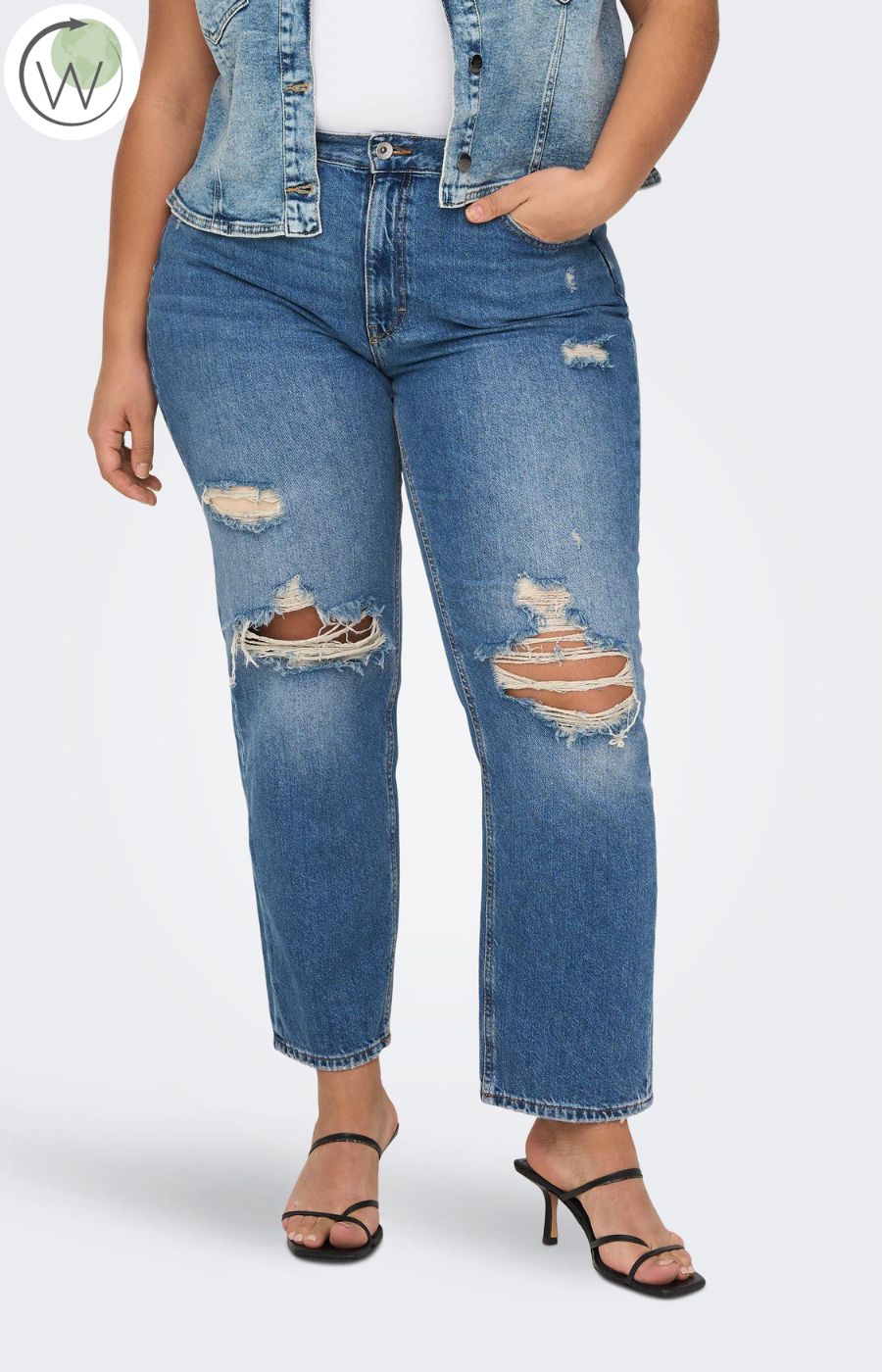 Only Distressed Robyn Jeans in Mid-Denim