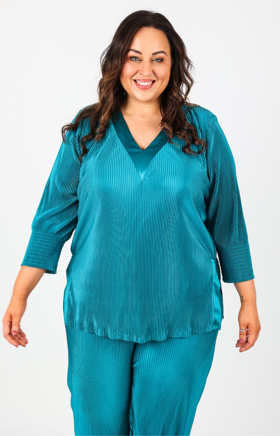 Mellomi Sharon Plisse Top in Teal