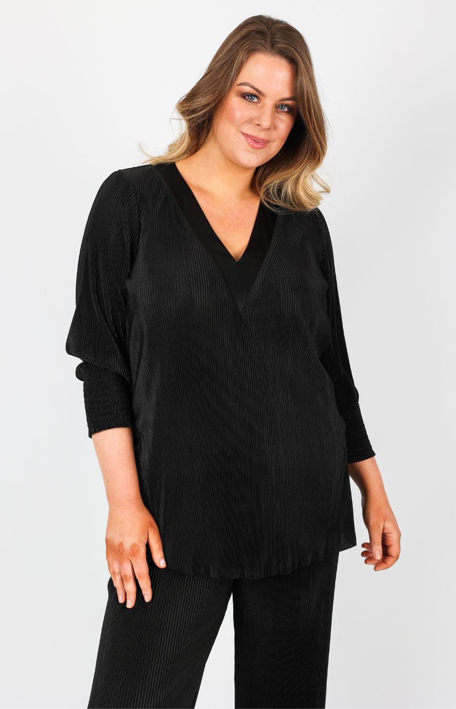 Mellomi Sharon Plisse Top in Black