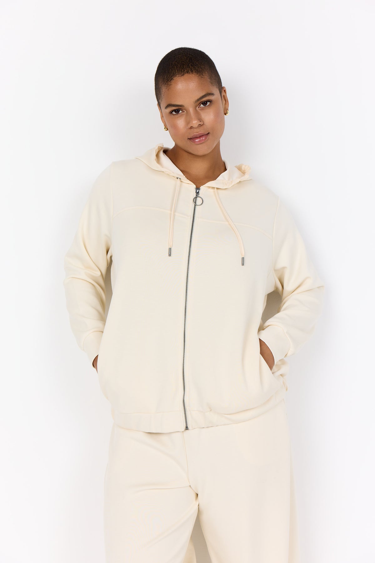 Wasabi Sabina Zip Hoodie in Cream
