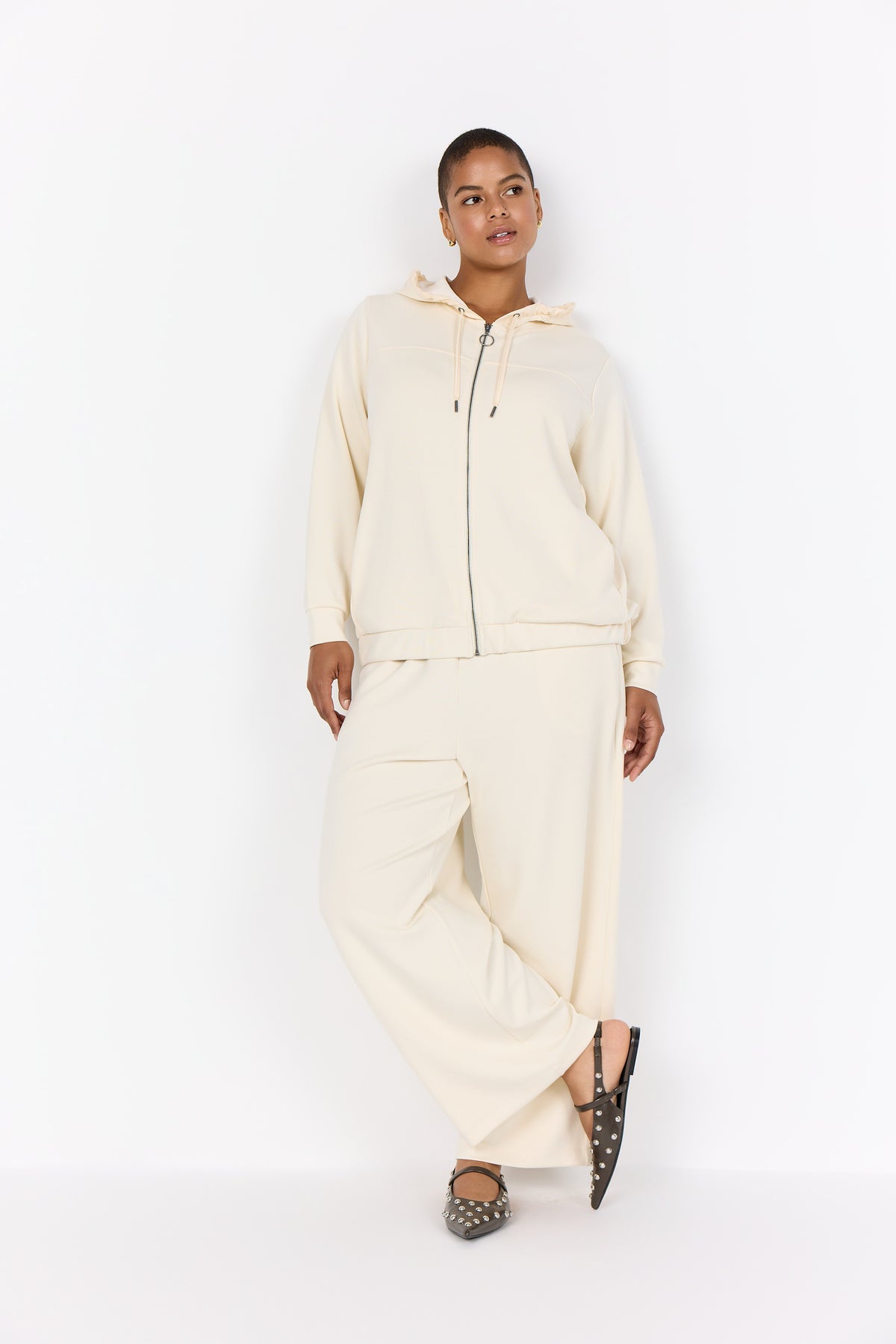 Wasabi Sabina Zip Hoodie in Cream