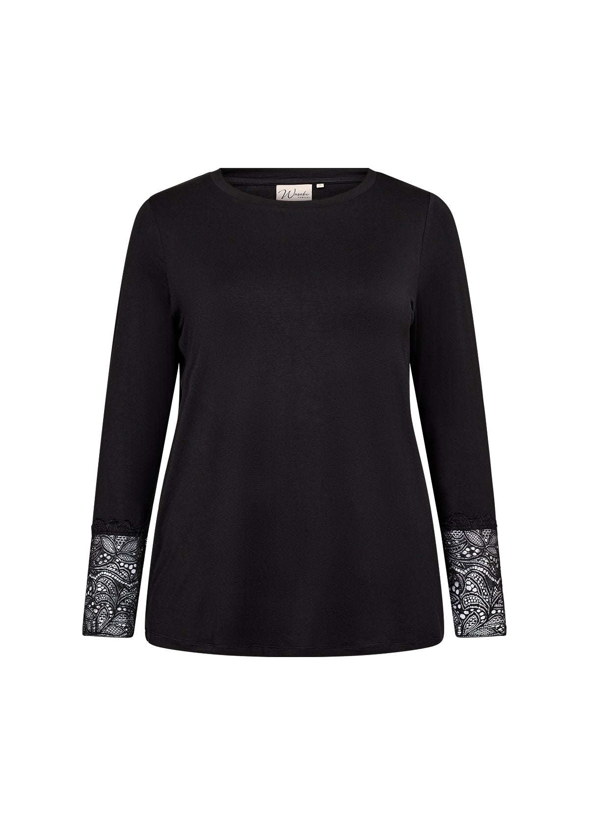 Wasabi Stella Lace Sleeve Top in Black