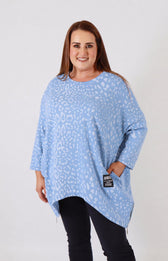 Zara Leopard Print Sweater in Blue