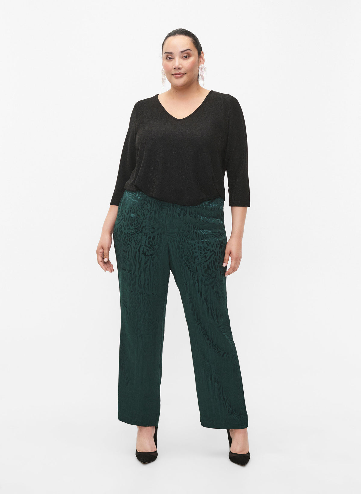 Zizzi Dania Sparkle Top in Black