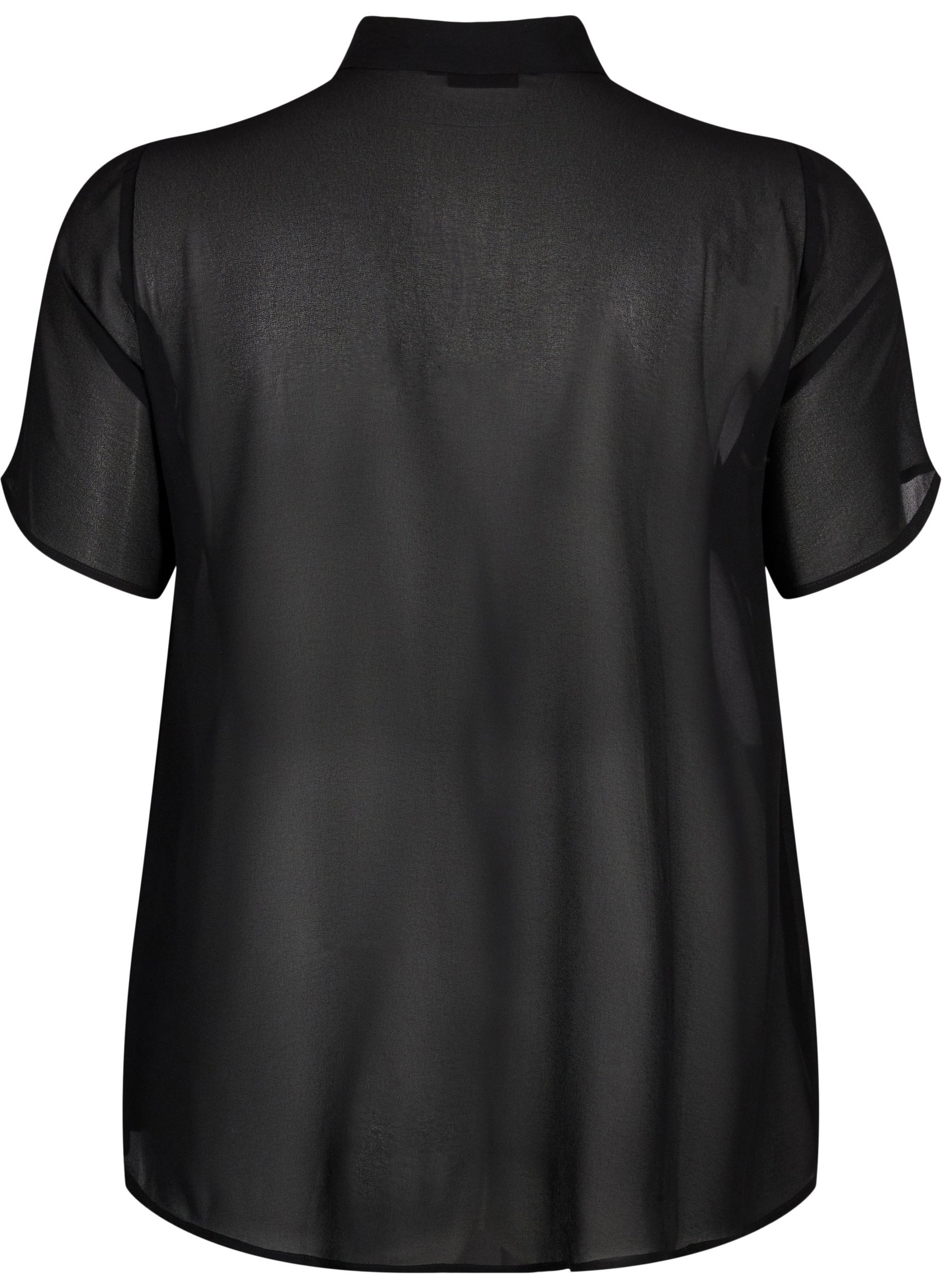 Zizzi Mhalen Ruffle Shirt in Black
