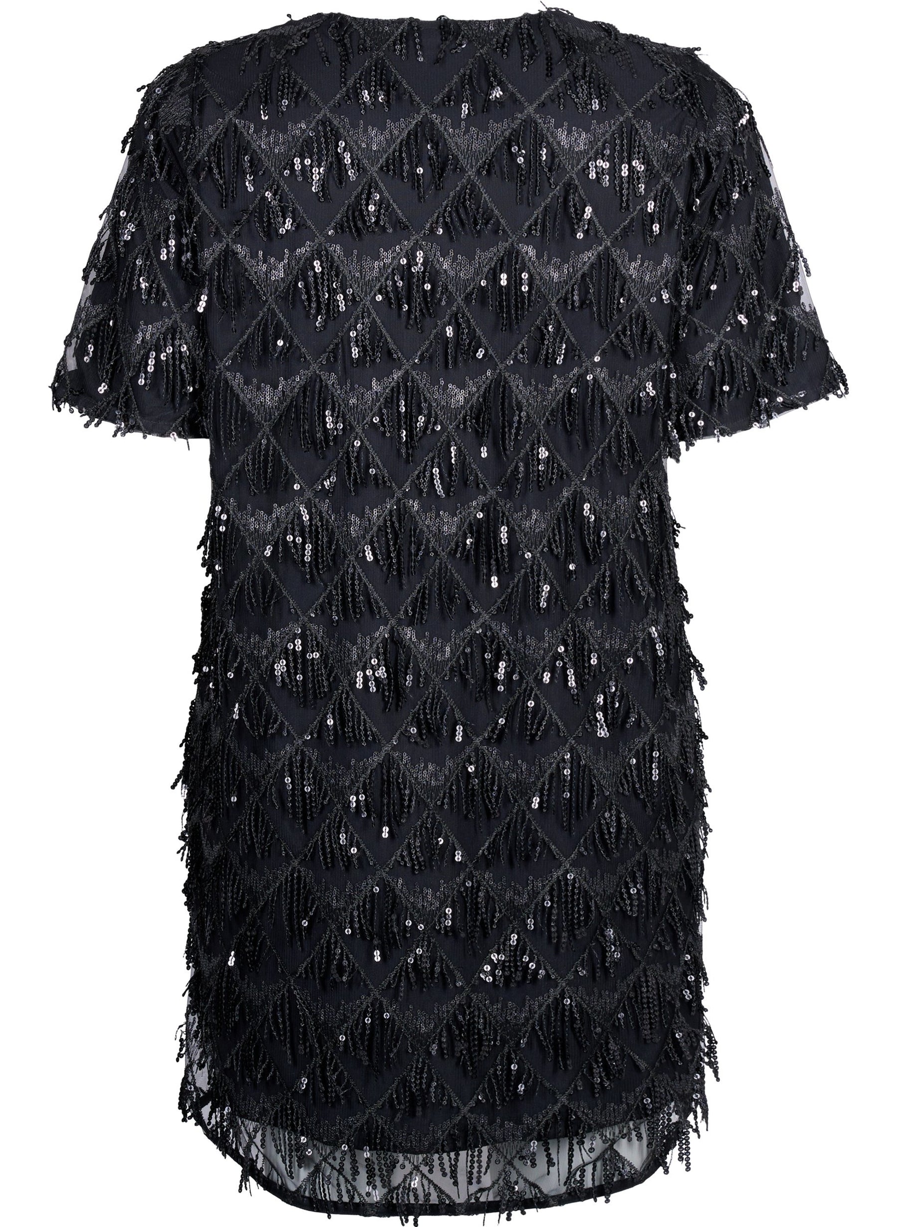 Zizzi Anna Sequin Dress in Black