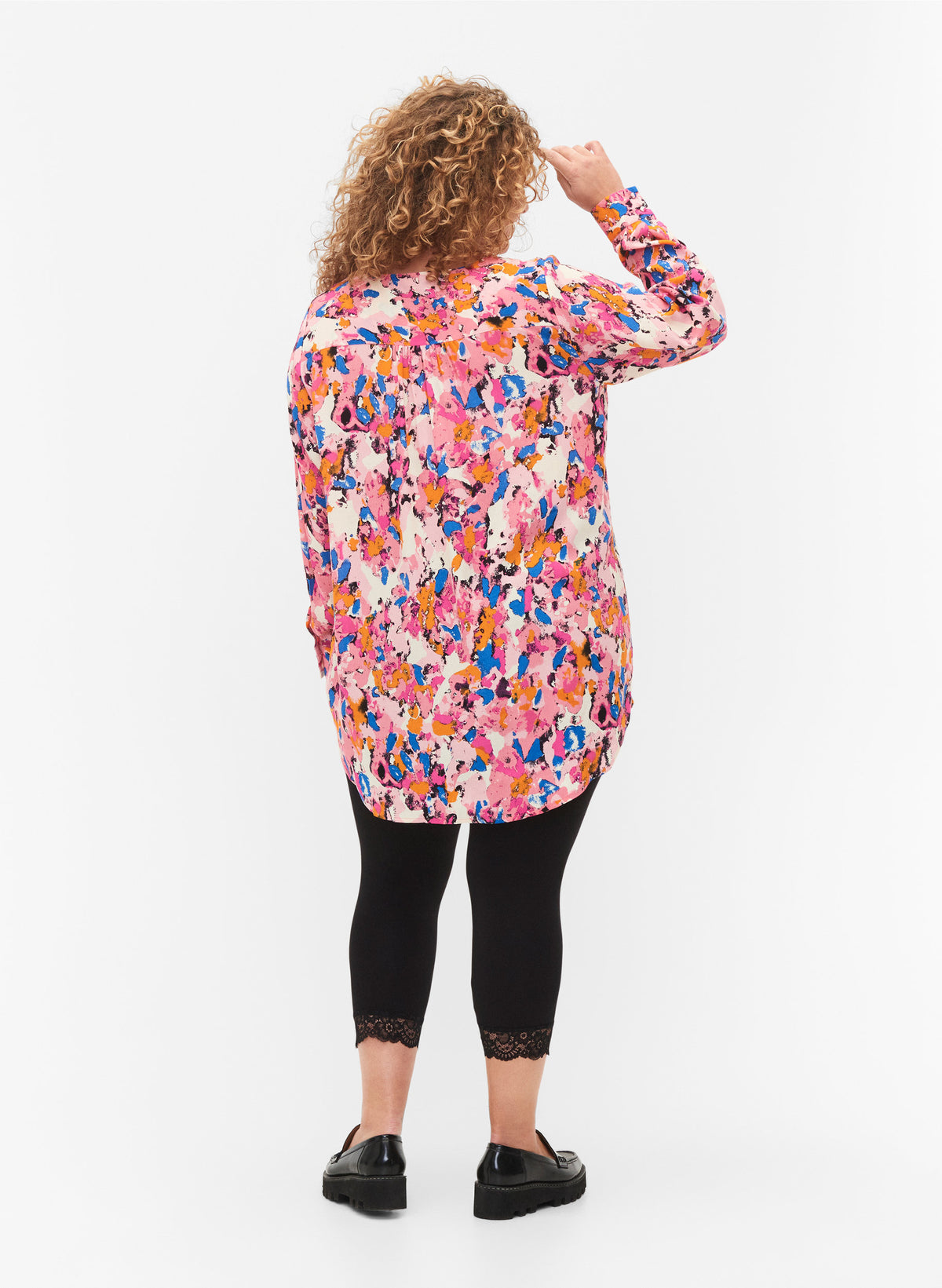 Zizzi Lace Trim 3/4 Leggings in Black