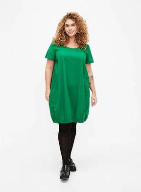 Zizzi Cotton Bubble Dress in Green