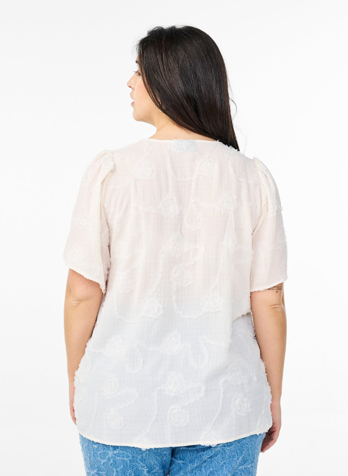 Zizzi Talia Shirt in Cream
