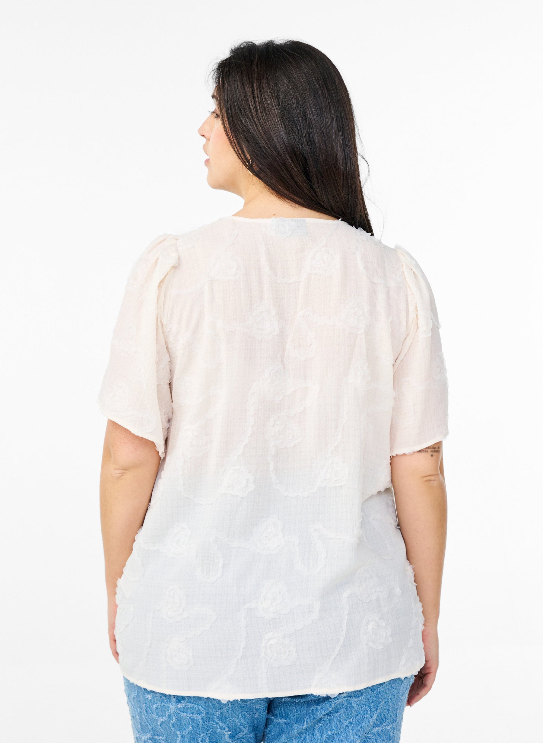 Zizzi Talia Shirt in Cream